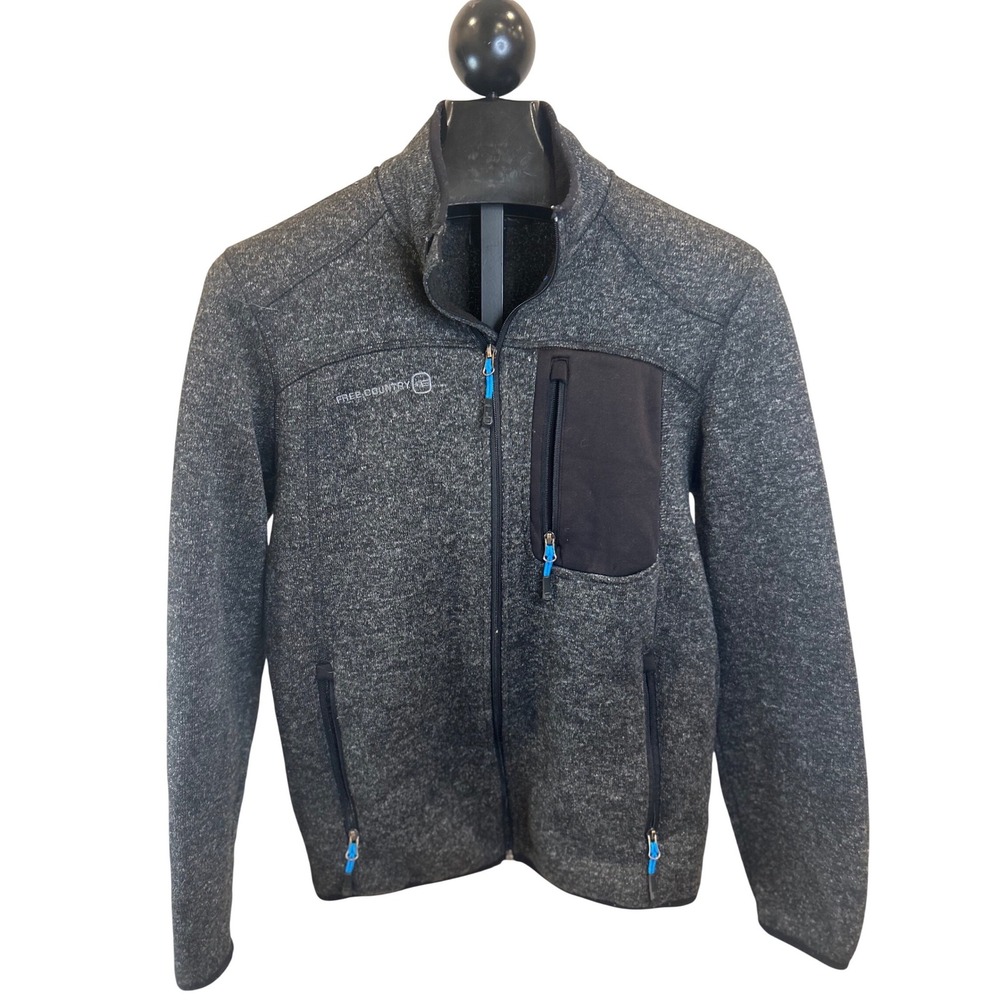 Free Country‎ Mens Heathered Gray Fleece Full Zip Jacket Medium